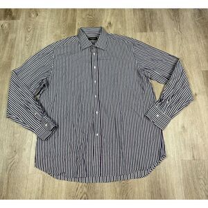 Canali Dress Shirt Mens 44 17 1/2 Striped Long Sleeve Designer Made Italy